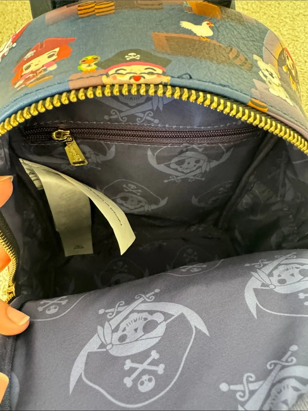 Disney Pirate Characters Mini Backpack - Navy & Gold Accents